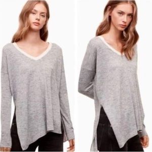 Wilfred | Aritzia Sherbrooke Marled Pink V-Neck Sweater Tee